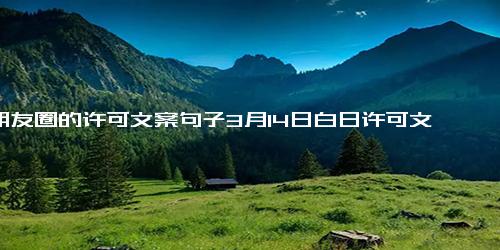 14朋友圈的许可文案句子3月14日白日许可文案