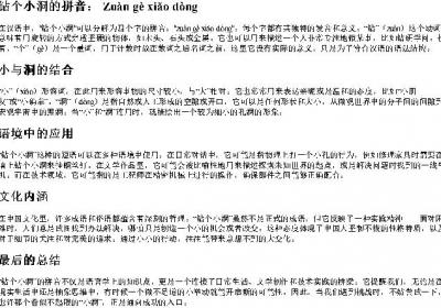 钻个小洞的拼音.docx免费下载(word版可打印)